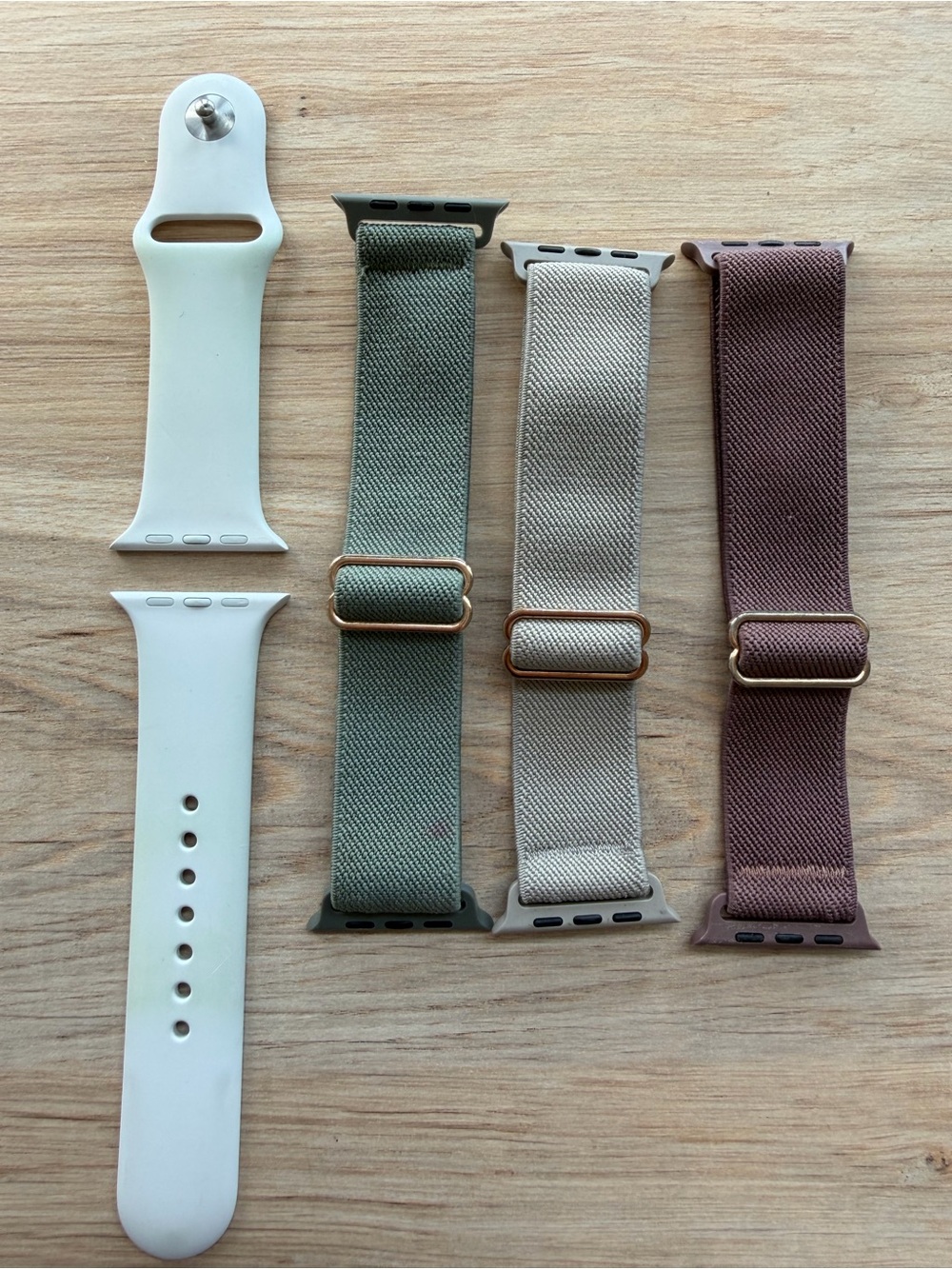 Apple 42mm Sport Silicone & Woven Watch Bands - White, Olive, Sand, Mauve S/M